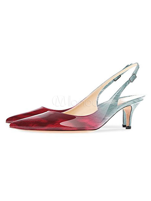 burgundy slingback shoes