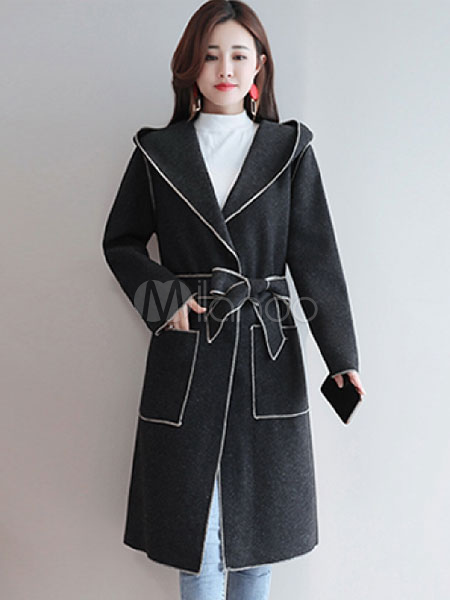 womens hooded wrap coat