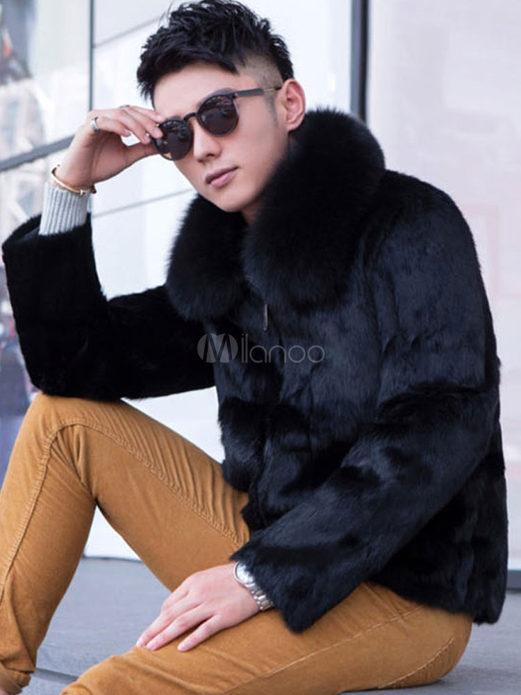 mens black fluffy jacket