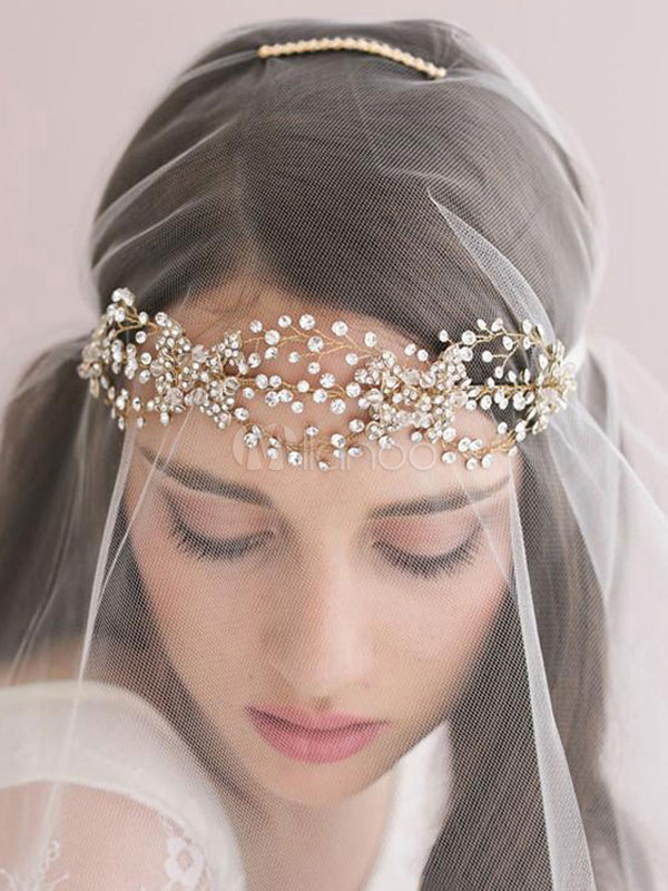 Vintage Wedding Veil Headband Comb Tulle One Tier Cut Edge ...