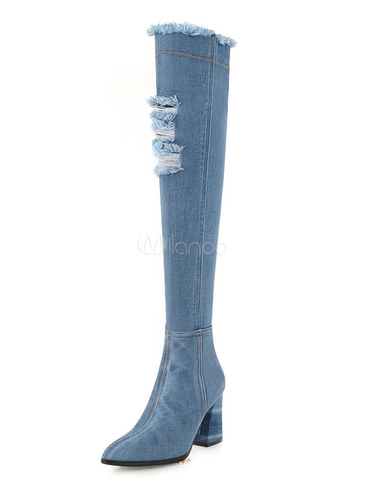 Stivali alti Lily vero camoscio primaverili tacco sottile 9 cm RR