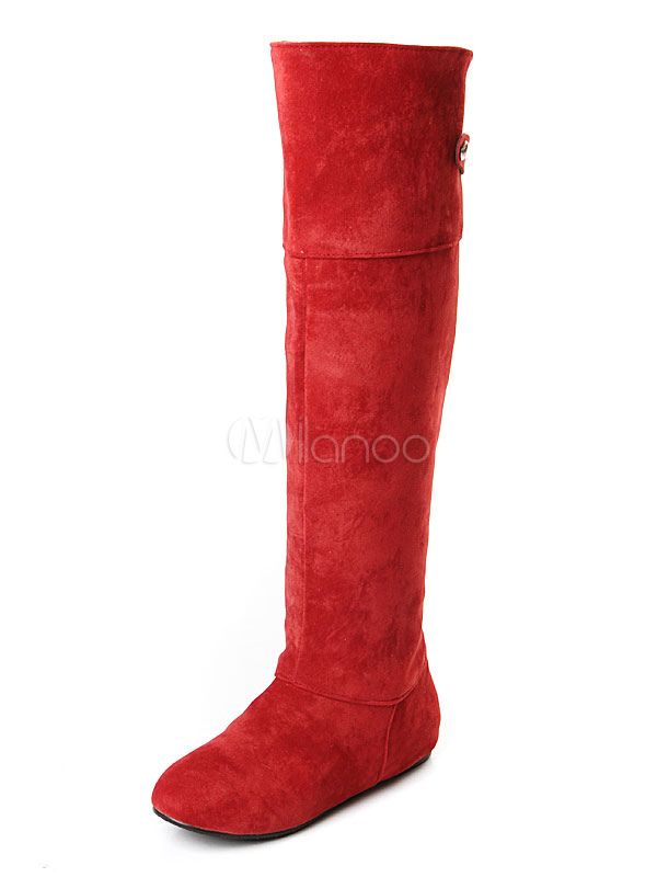red knee high boots wide calf