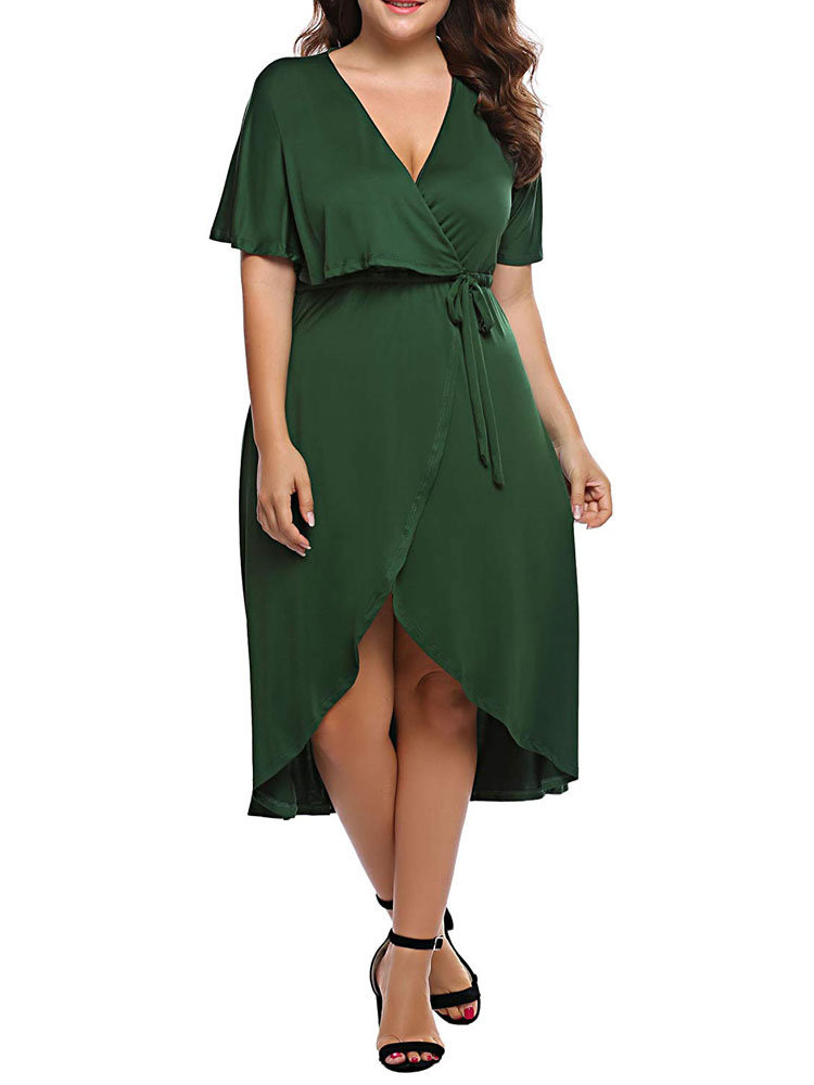 plus size silk wrap dress