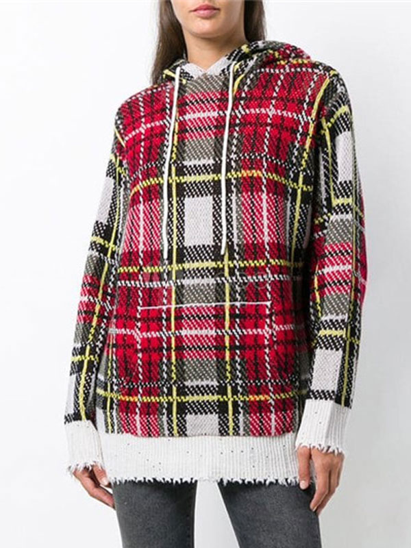 red plaid moletom com capuz