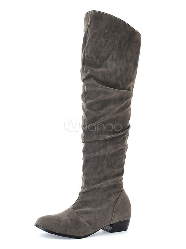 grey wide calf boots