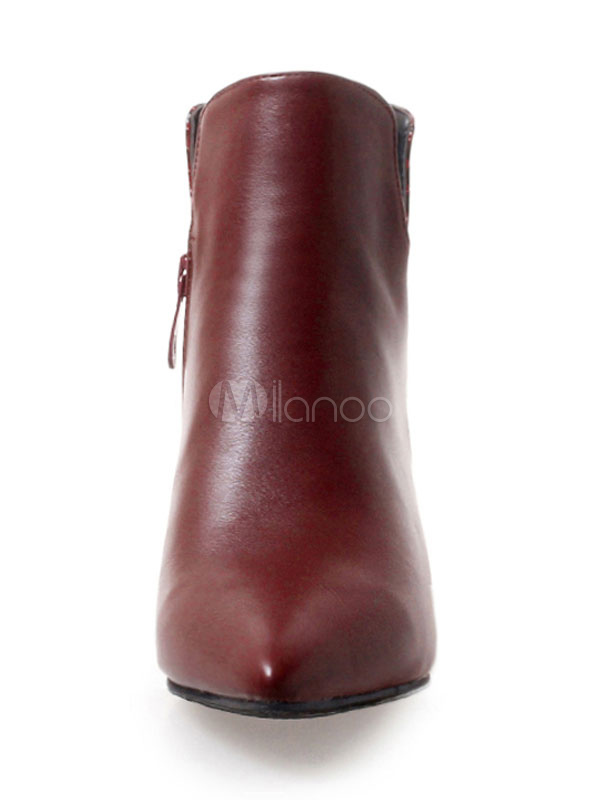 burgundy kitten heel ankle boots