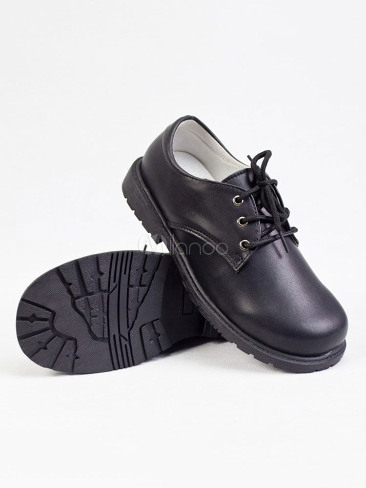Ring Bearer Shoes Cowhide Round Toe Lace Up Formal Shoes Boys Oxford ...