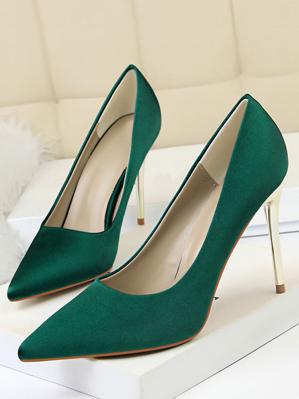 9:45 Accidentally Trouble Black Satin Dress Shoes Pointed Toe Stiletto Heel Party Shoes Women High  Heel Pumps - Milanoo.com