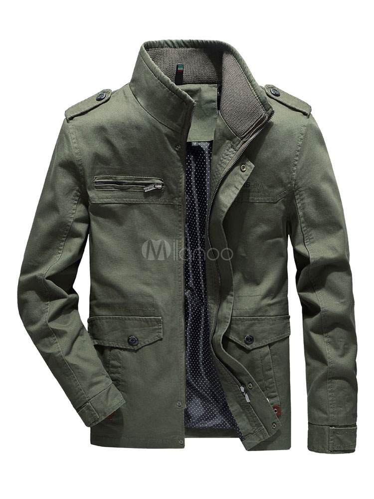 Men Trucker Jacket Plus Size Zipper Pocket Casual Jacket Long Sleeve ...