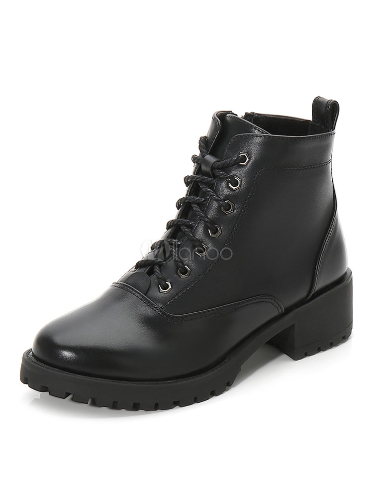 black lace up flat boots womens