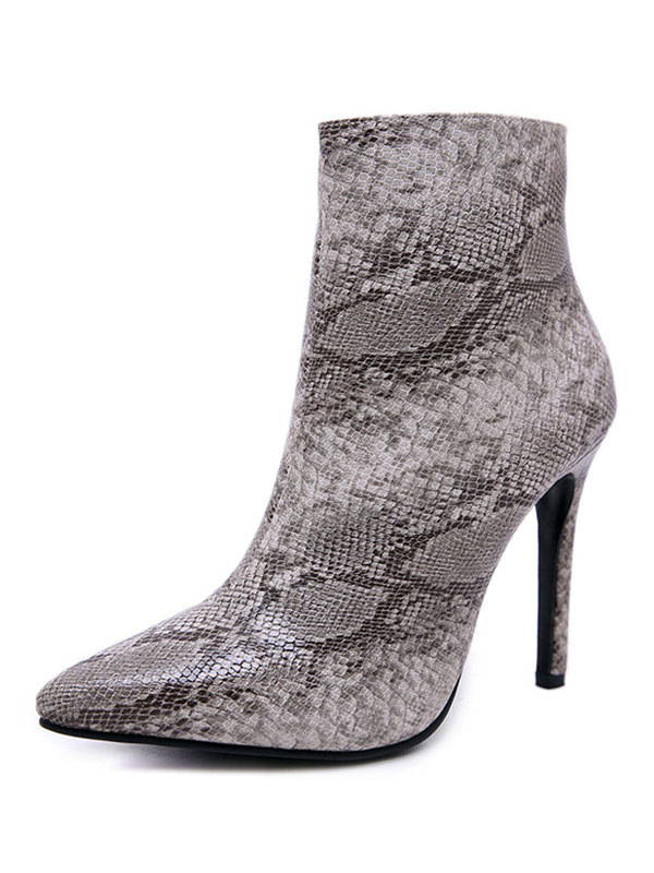 Women Ankle Boots Grey Pointed Toe 
