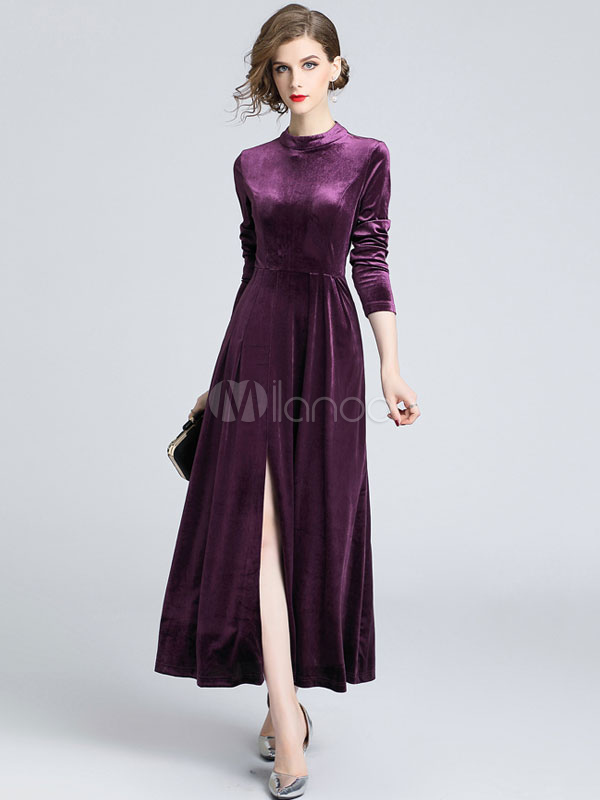 long sleeve velour dress