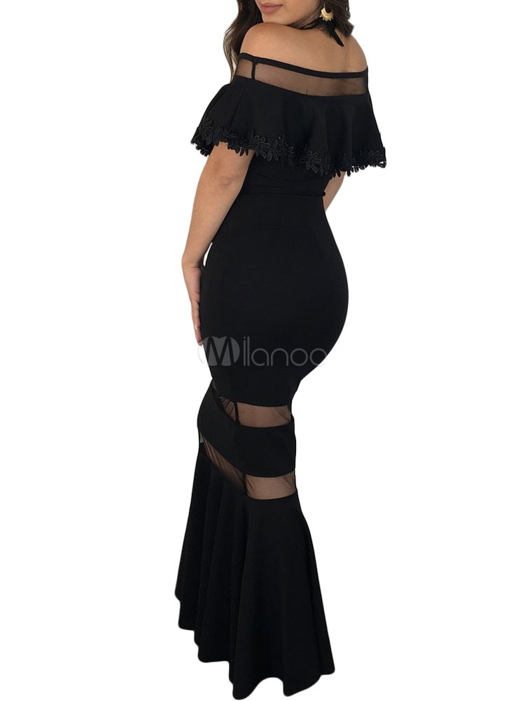 PIYAX Umstandskleid Aus Baumwolle - Rüschen Kleid Schulterfrei Für Schwangere