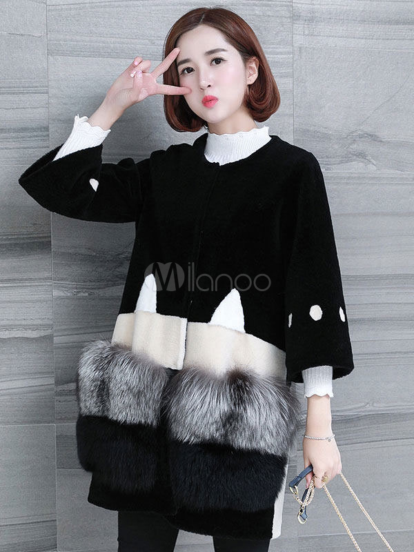 Abrigo de piel para mujer Abrigo de invierno de piel de zorro peludo ... Abrigo de piel para mujer Abrigo de invierno de piel de zorro peludo ...