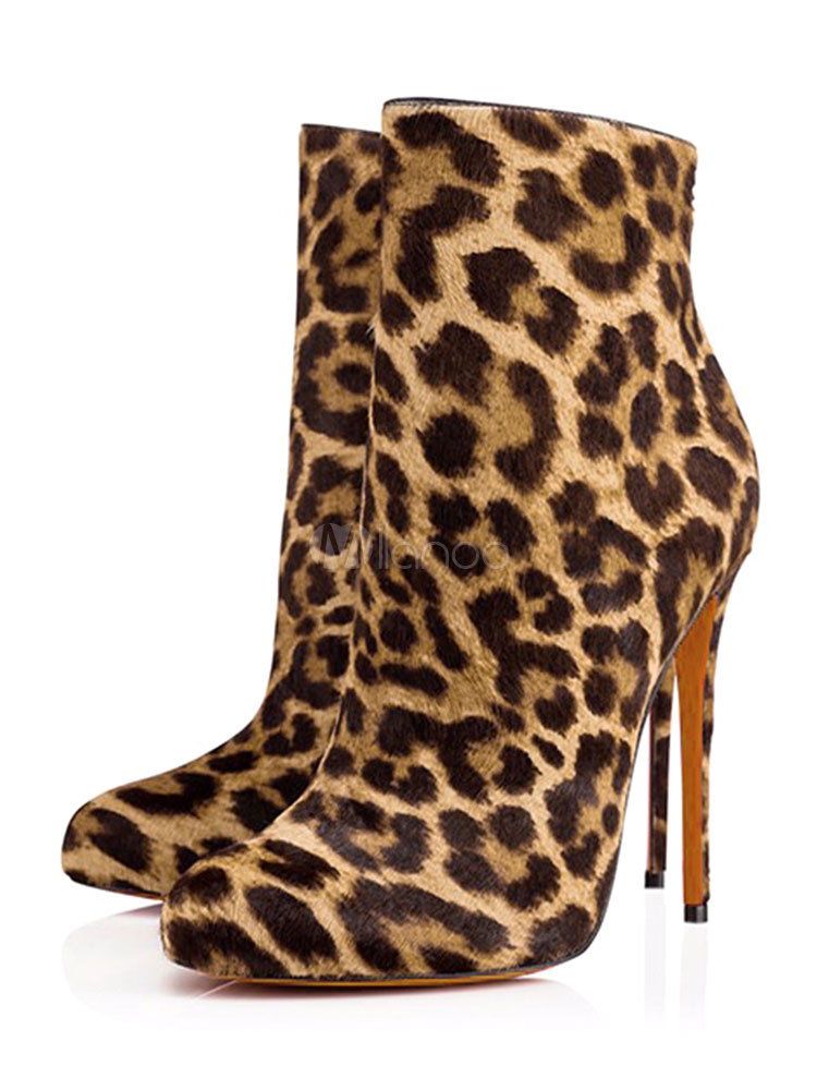 leopard print ladies ankle boots