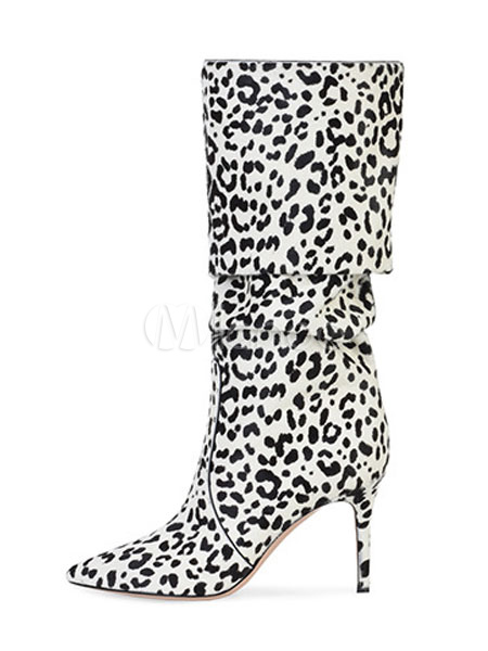 leopard slouch boots