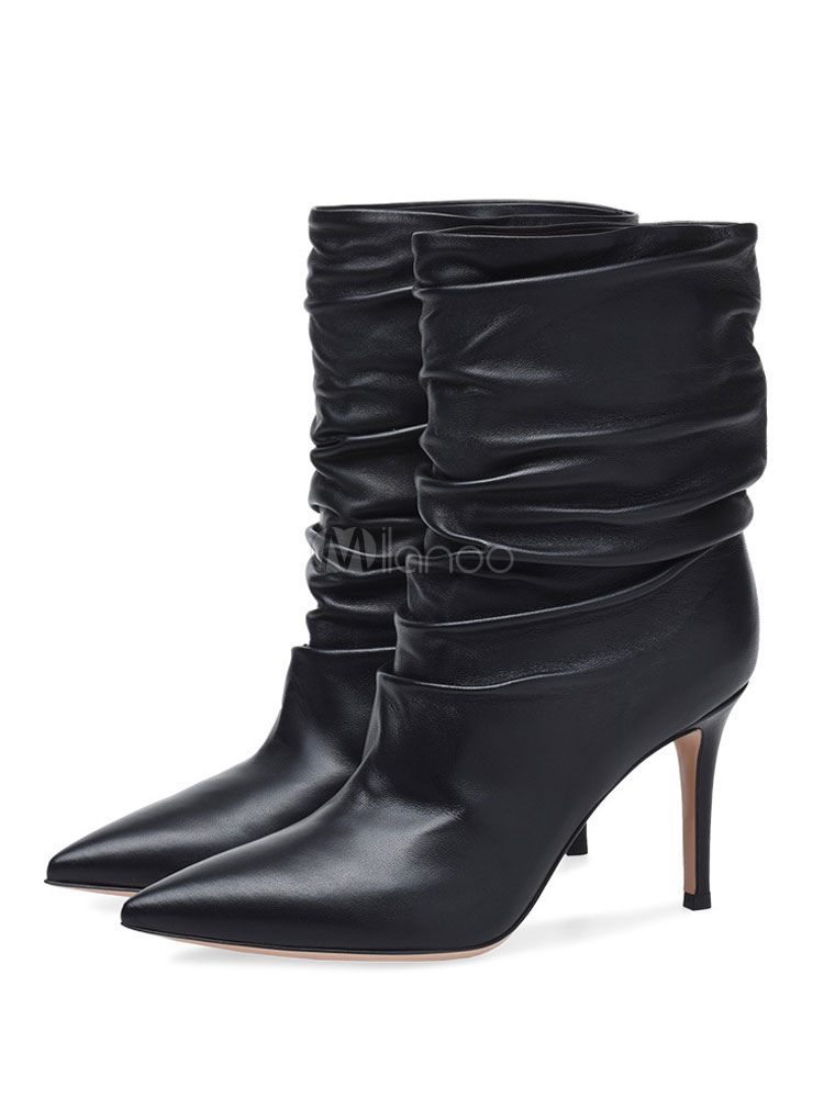 black heeled booties pointed toe