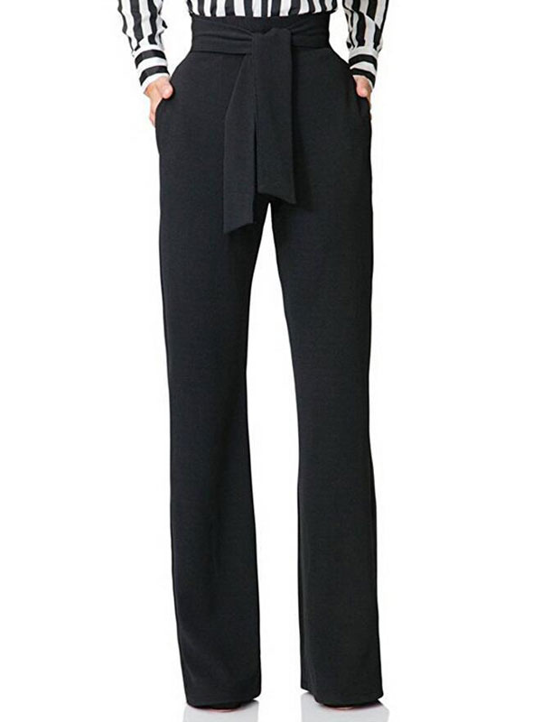 womens black high waisted trousers