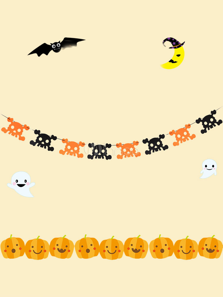 Skeleton Banner Flags Clipart Orange Bunting Decorations Halloween