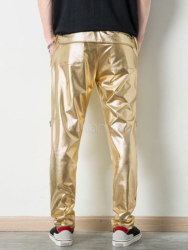 calça dourada masculina