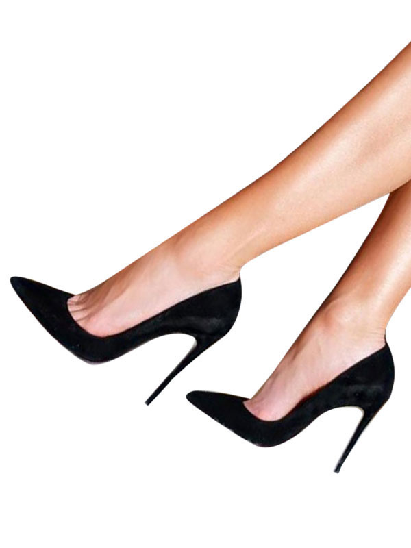 Chaussures Chaussures femme | Escarpins Femmes 2022 Suédé Talon Haut Noir Bout Pointu Talon Aiguille Chaussures Habillées - FZ91440