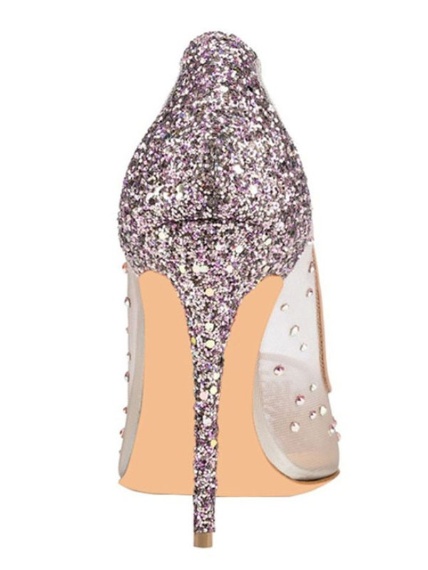 scarpe tacco glitter rosa