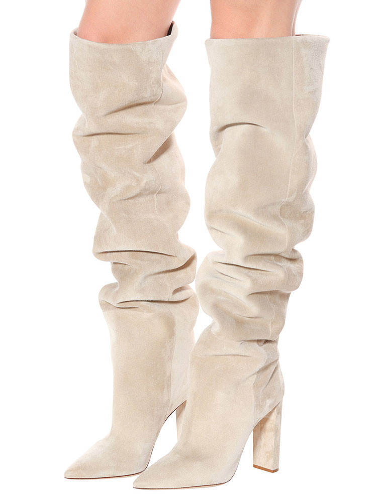 Thigh High Boots Suede Nap Pointed Toe 
