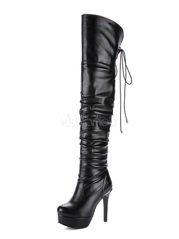 ruched thigh high boots