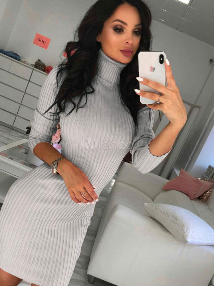 knit bodycon dress long sleeve