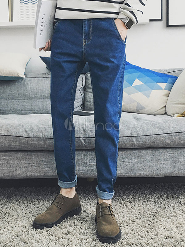 cuffed blue jeans