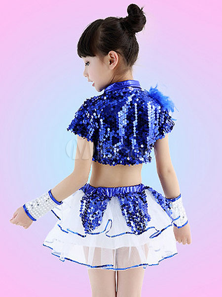 Traje de baile de jazz para niños Ropa de hip hop Traje de baile de calle  con lentejuelas para niñas Halloween 