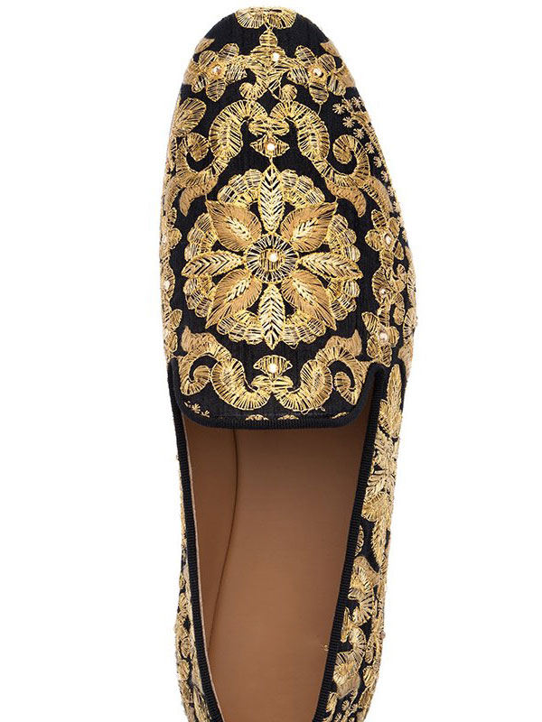 black and gold prom loafers