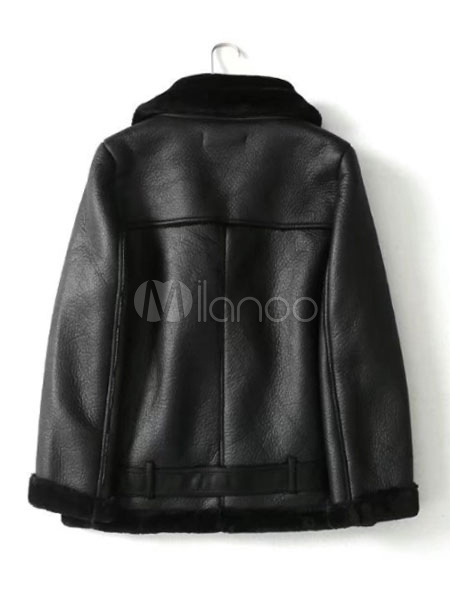 Chaqueta De Piel Sintética Marrón Hecha A Mano: Abrigo De Invierno