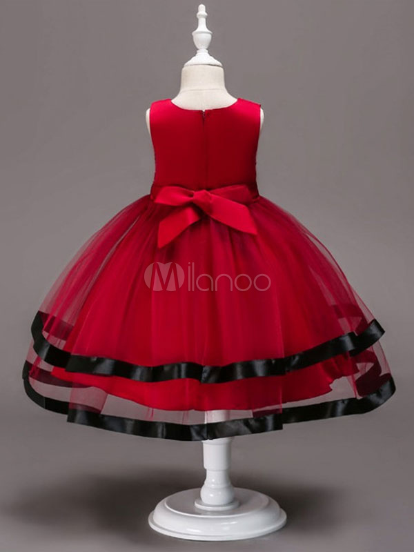 Flower Girl Dresses Kids A Line Tulle Bow Satin Tulle Little Girls ...