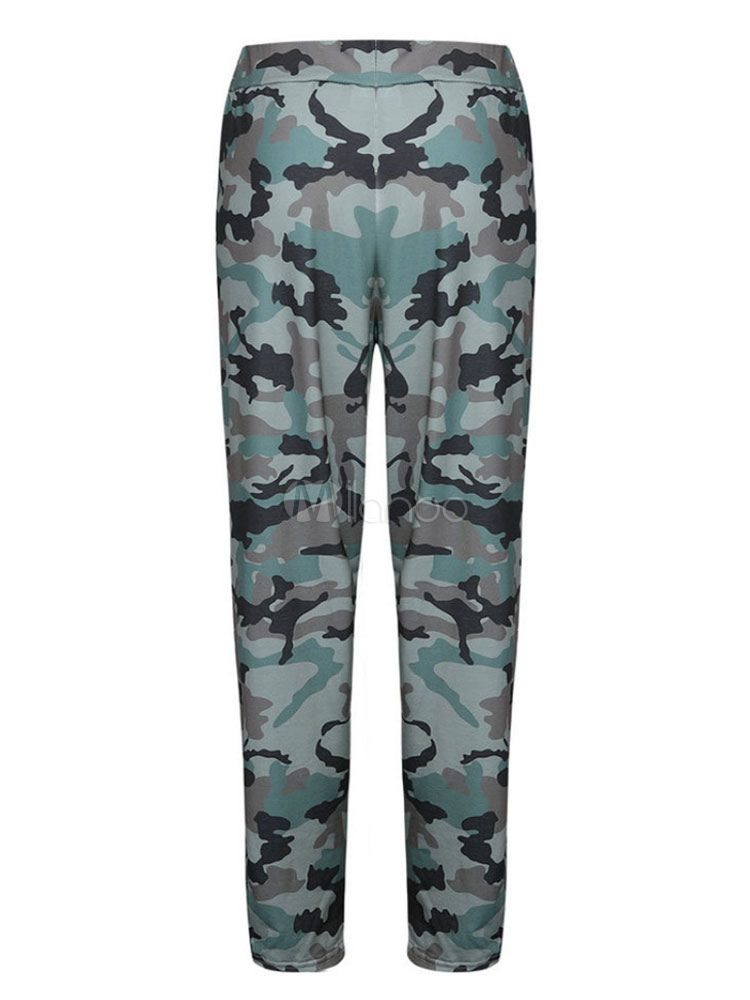 Camo Pajama Pants High Waisted Drawstring Women Trousers With Pockets ...