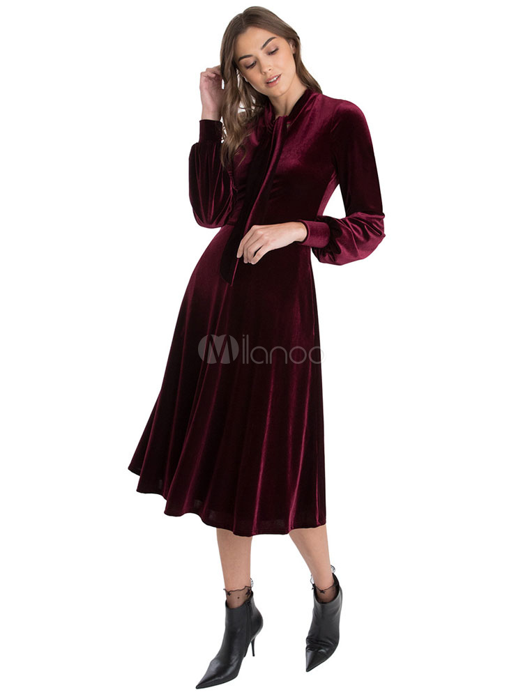 long sleeve velour dress