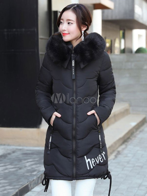 womens bubble coat with fur hood