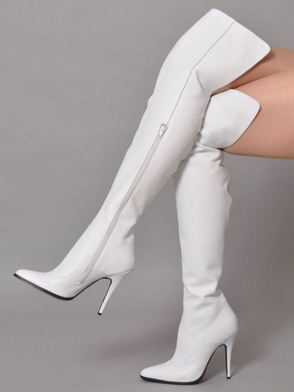 white high heel boots