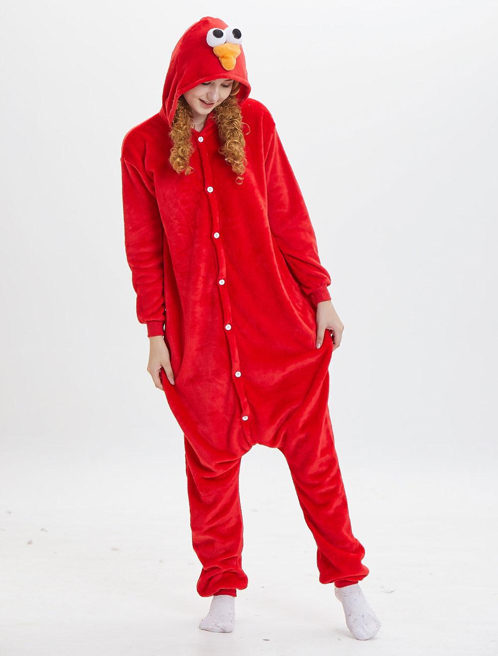 Elmo Kigurumi Pajamas Onesie Sesame Street Costumes Adult Red