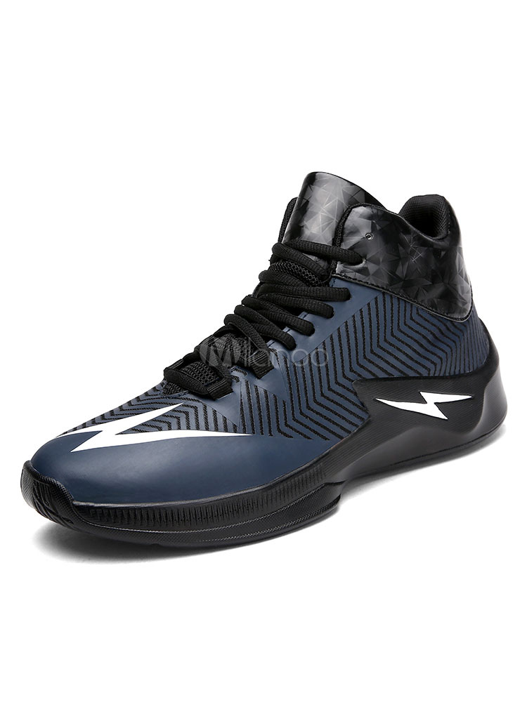 Hombres zapatillas de deporte de malla morada punta redonda impresa con cordones Zapatos de baloncesto altos Hombres zapatillas de deporte de malla morada punta redonda impresa con cordones Zapatos de baloncesto altos