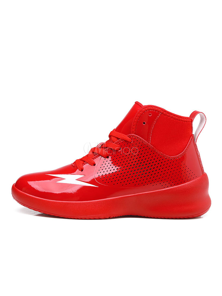 Rote BasketballSchuhMänner runde Zehe Breathable schnüren sich oben
