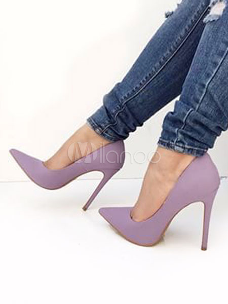 Heels Purple Pointed Toe Slip 