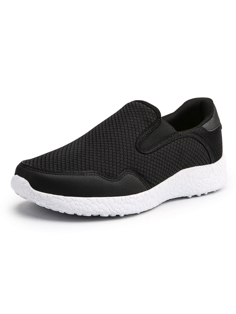 Zapatos de hombre | Zapatillas de deporte de los hombres negros malla dedo del pie redondo Resbalón en los zapatos Zapatos ocasionales - KF60811