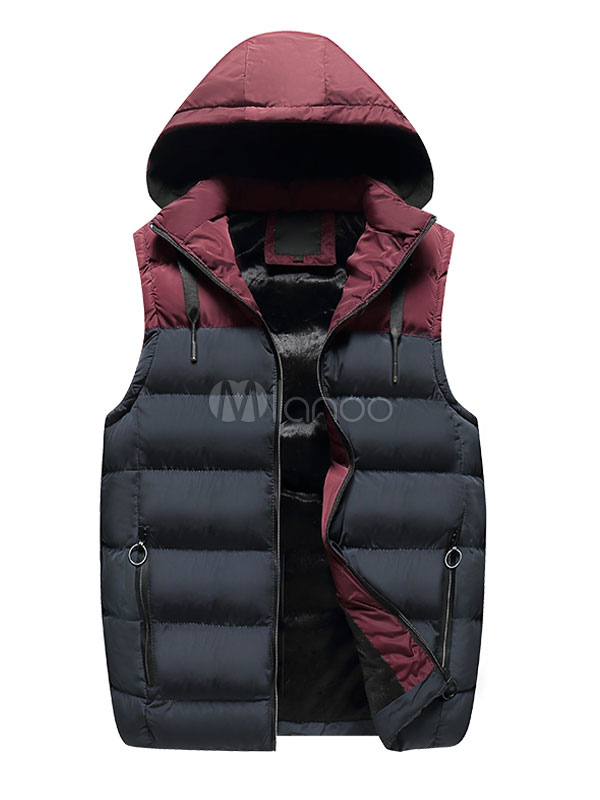 burgundy hooded vest