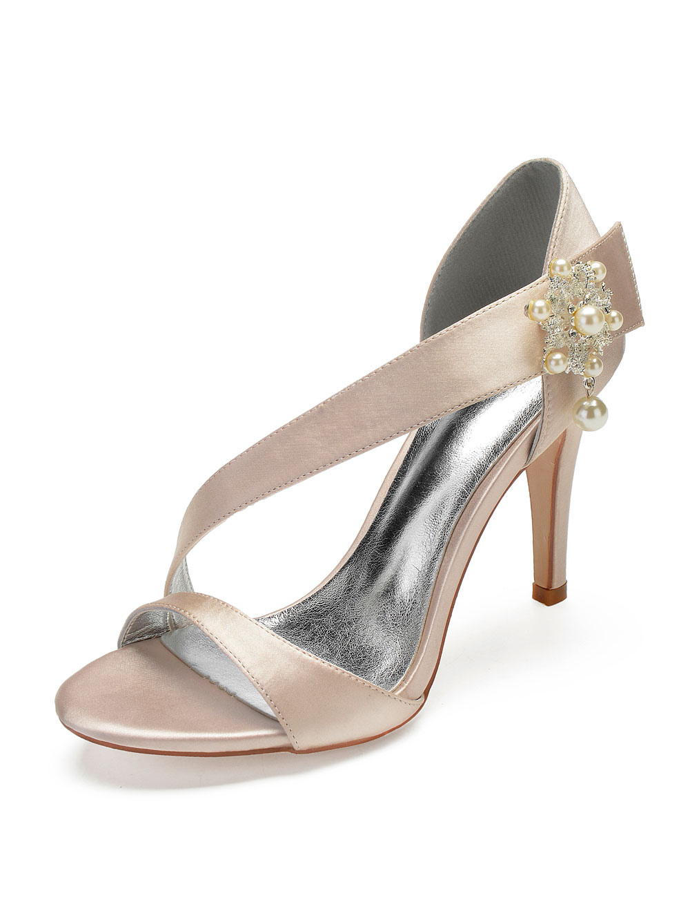 Satin Wedding Shoes Champagne Open Toe 