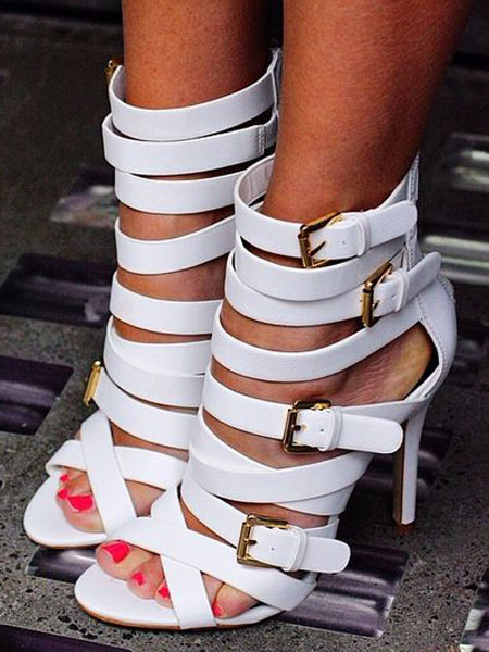 White Gladiator Sandals Women Open Toe 