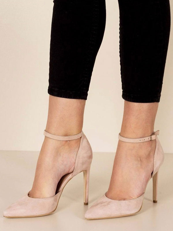 almond toe ankle strap heels