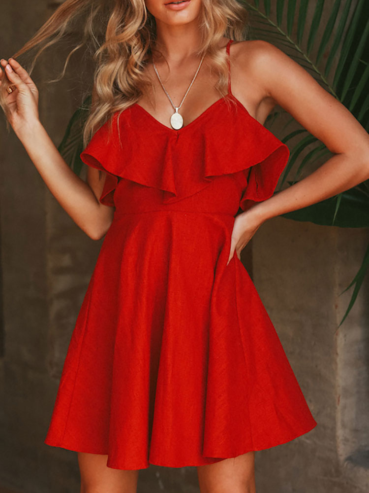 red summer mini dress