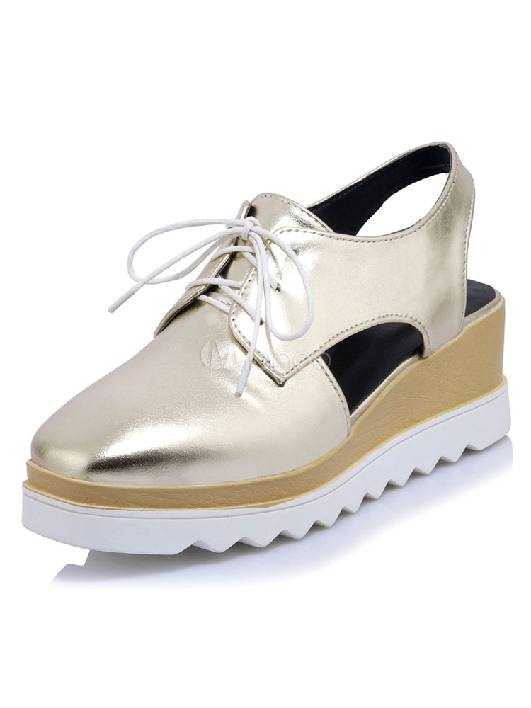 gold oxford platform shoes