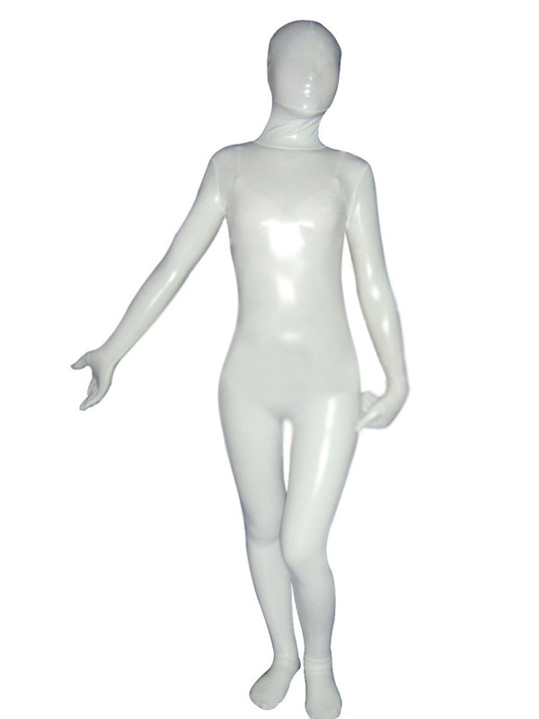 Costumes Costumes | Halloween Unisex White Shiny Metallic Zentai Suit - YQ60085